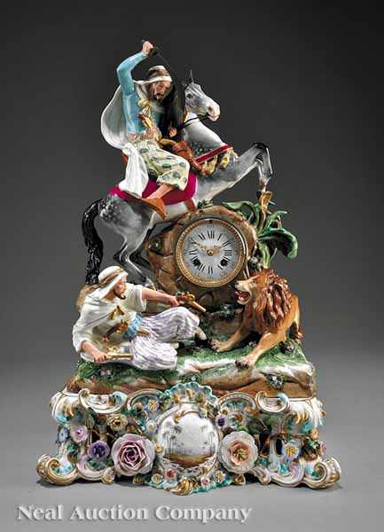 Appraisal: A Meissen Polychrome and Gilt-Decorated Porcelain Arabian Clock th c