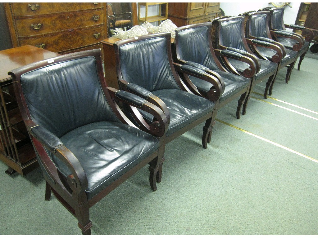 Appraisal: Set of six open armchairs with a pair matching side