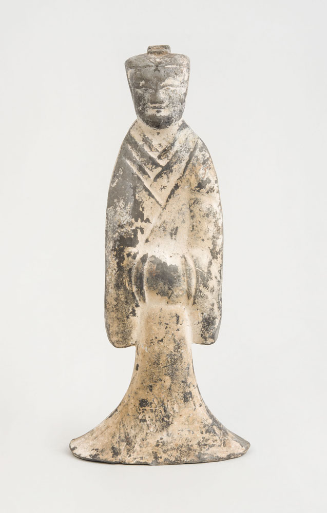 Appraisal: HAN GREY-GLAZED POTTERY FIGURE OF A STANDING LADY x in