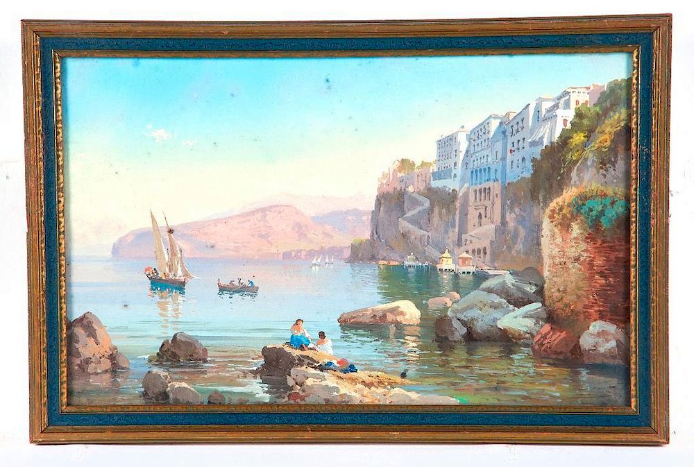 Appraisal: Mediterranean Coastal Scene Artist Unsigned Title Mediterranean coastal scene Signature