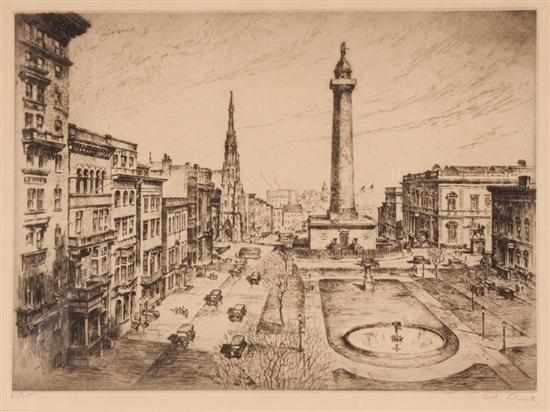 Appraisal: Anton Joseph F Schutz American - ''Mount Vernon Place Baltimore''