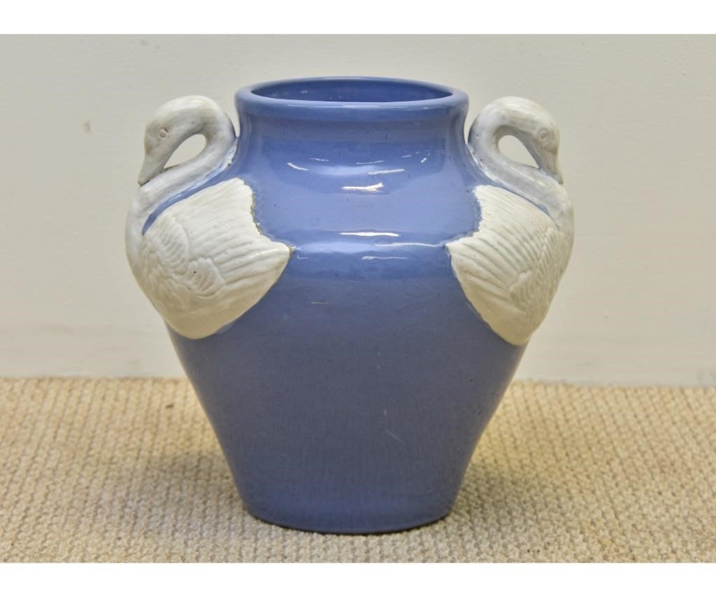 Appraisal: Large blue and white art pottery vase decorated with spread