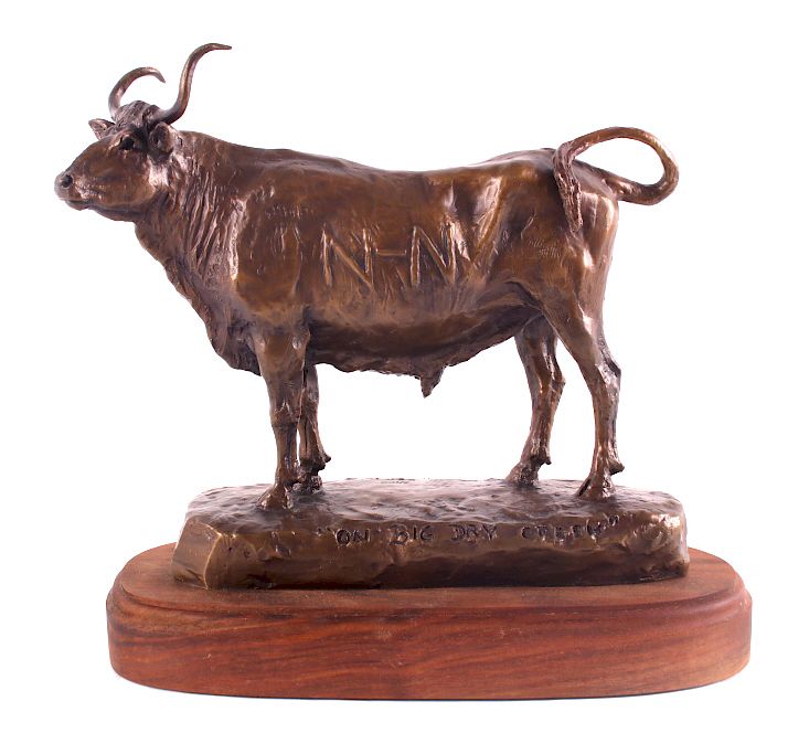 Appraisal: On Big Dry Creek Steer Bronze by Bob Scriver This