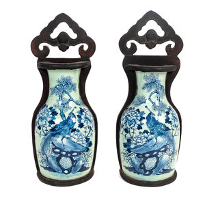 Appraisal: A Pair of Chinese Blue and White Half Vase Wall