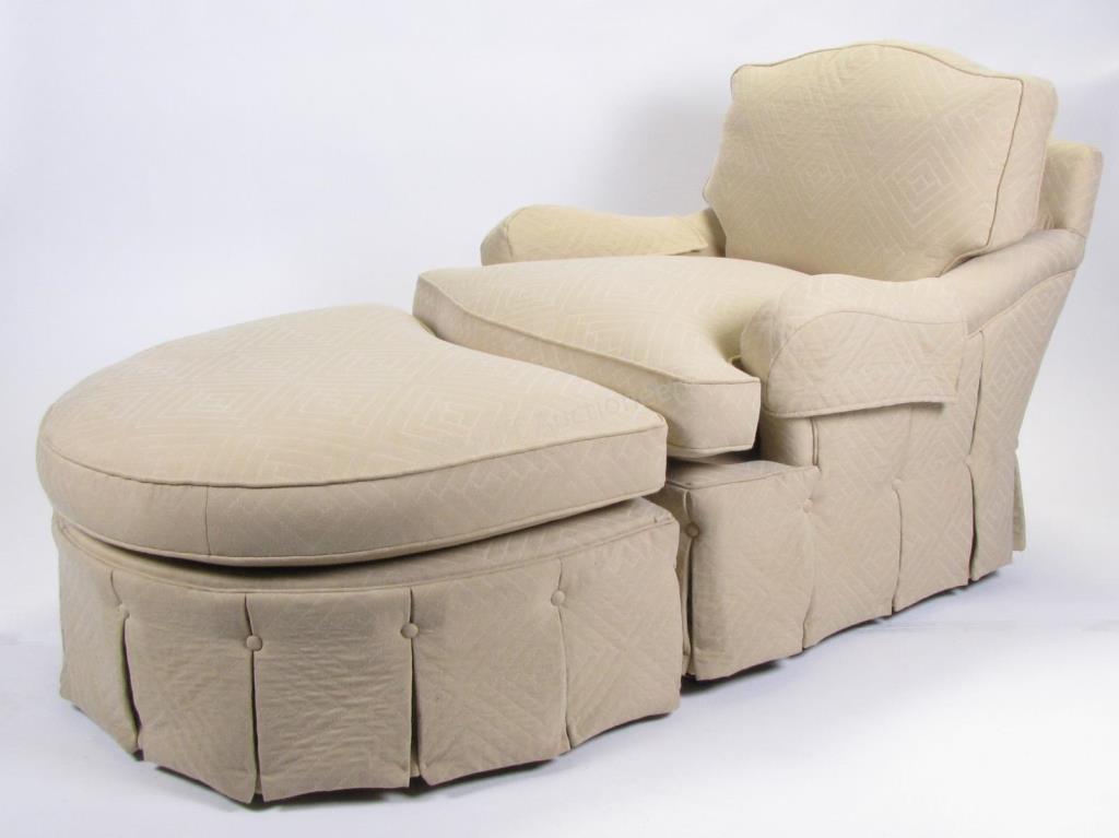 Appraisal: An upholstered chair and ottoman by Hickory White with cream