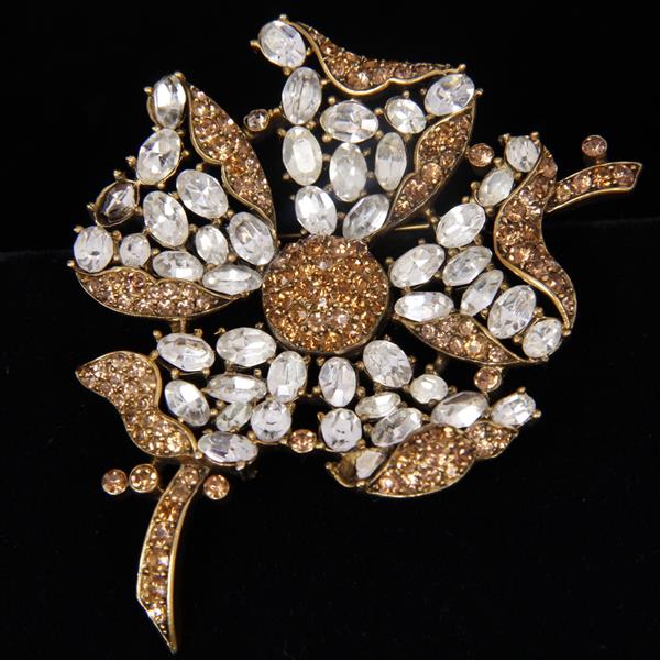 Appraisal: Trifari 'Alfred Philippe' Jewel and Pave Flower Brooch Pin Missing