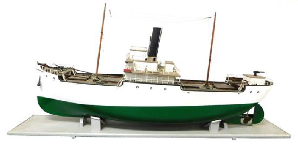 Appraisal: Monumental steamship model Cape Cod c motorized wooden frame painted