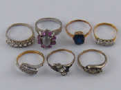 Appraisal: A mixed lot comprising two paste set rings marked ct