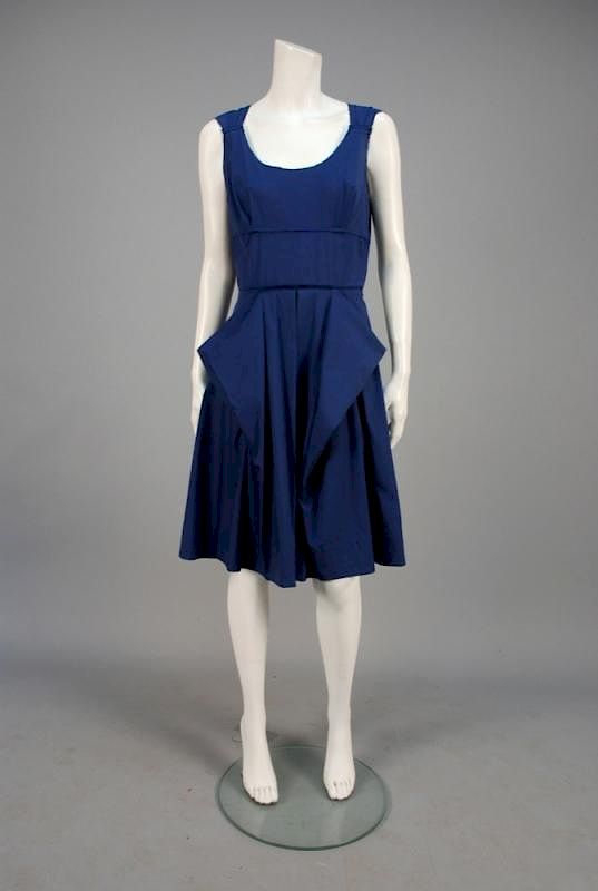 Appraisal: PRADA INSIDE OUT PINAFORE DRESS Blue cotton having exposed raw