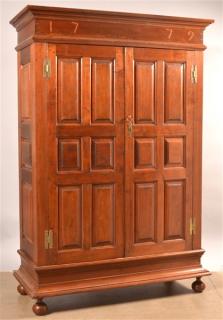 Appraisal: Pennsylvania Chippendale Walnut Schrank Dated Pennsylvania Chippendale Walnut Schrank with