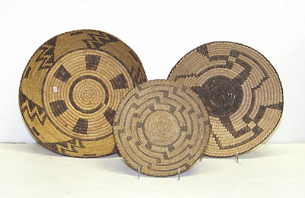 Appraisal: Three Southwest baskets Pima and two Papago examples diameter and