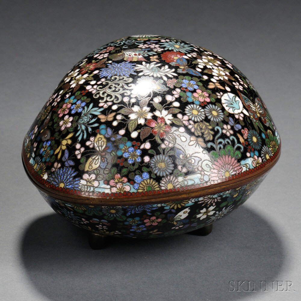 Appraisal: Cloisonne Covered Box Japan th century in the shape of