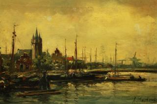 Appraisal: Anton Martens Dutch th C Amsterdam Scene Sight Size x