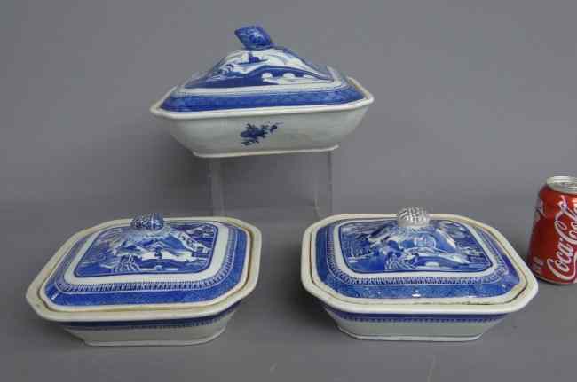 Appraisal: Lot early Canton covered dishes Imperfections