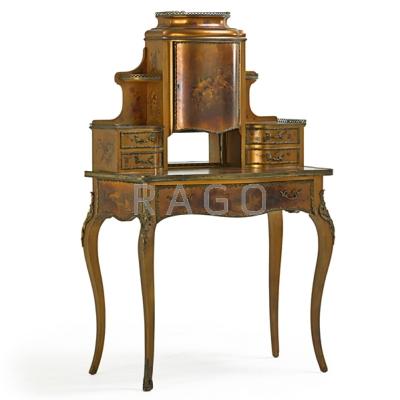 Appraisal: VERNIS MARTIN LADY s DESK Central door with serpentine front