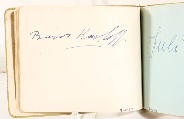 Appraisal: An autograph book with Judy Garland Boris Karloff John Wayne