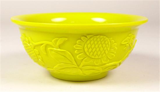 Appraisal: Solid Yellow Peking Glass Bowl Early th Century x