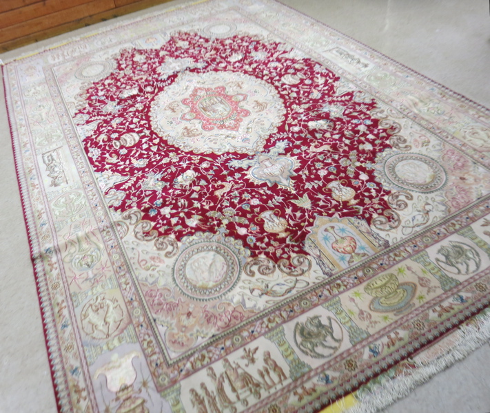 Appraisal: DOUBLE SIGNED CONTEMPORARY PERSIAN WOOL AND SILK CARPET hand knotted