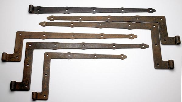 Appraisal: SAMUEL YELLIN Six wrought-iron hinges Some wear to paint and