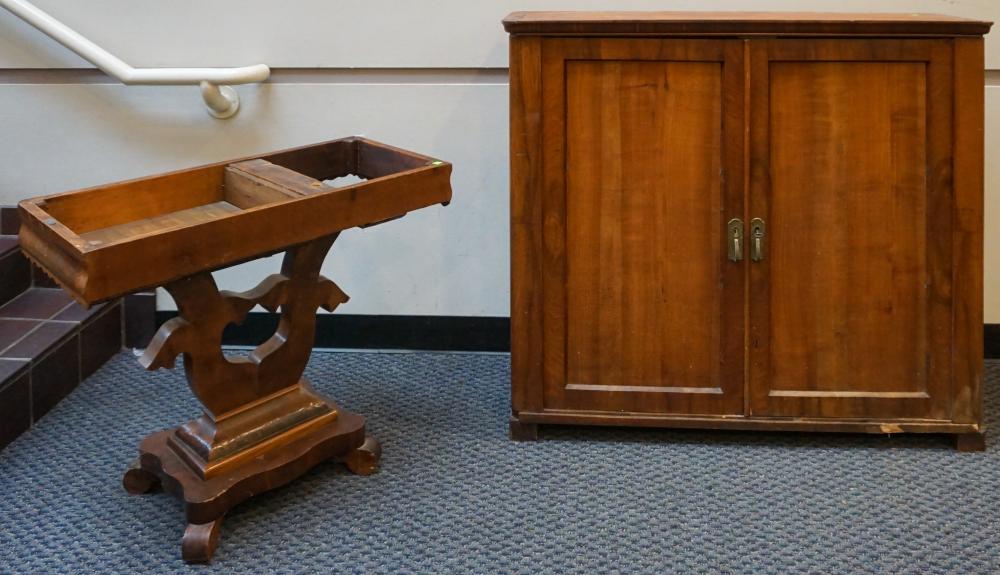 Appraisal: Slate Topped American Walnut and Partial Red Painted Cabinet with