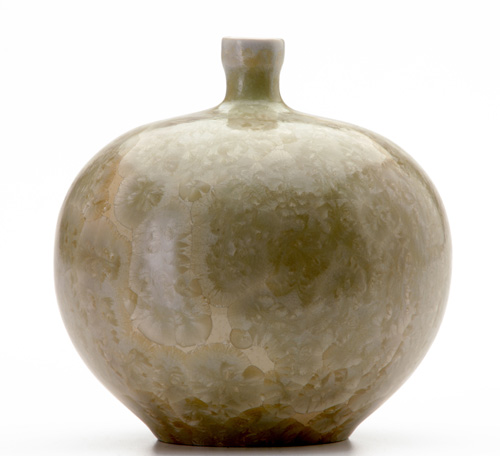 Appraisal: UNIVERSITY CITY Spherical vessel covered in celadon crystalline glaze Perfectly