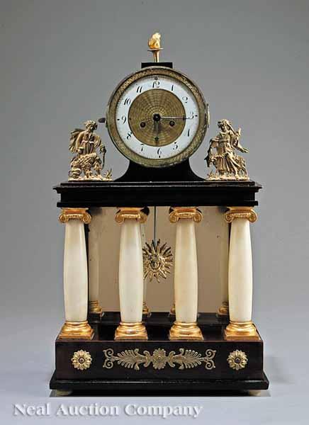 Appraisal: A Neoclassical Austrian Mahogany and Bronze-Mounted Mantel Clock c probably