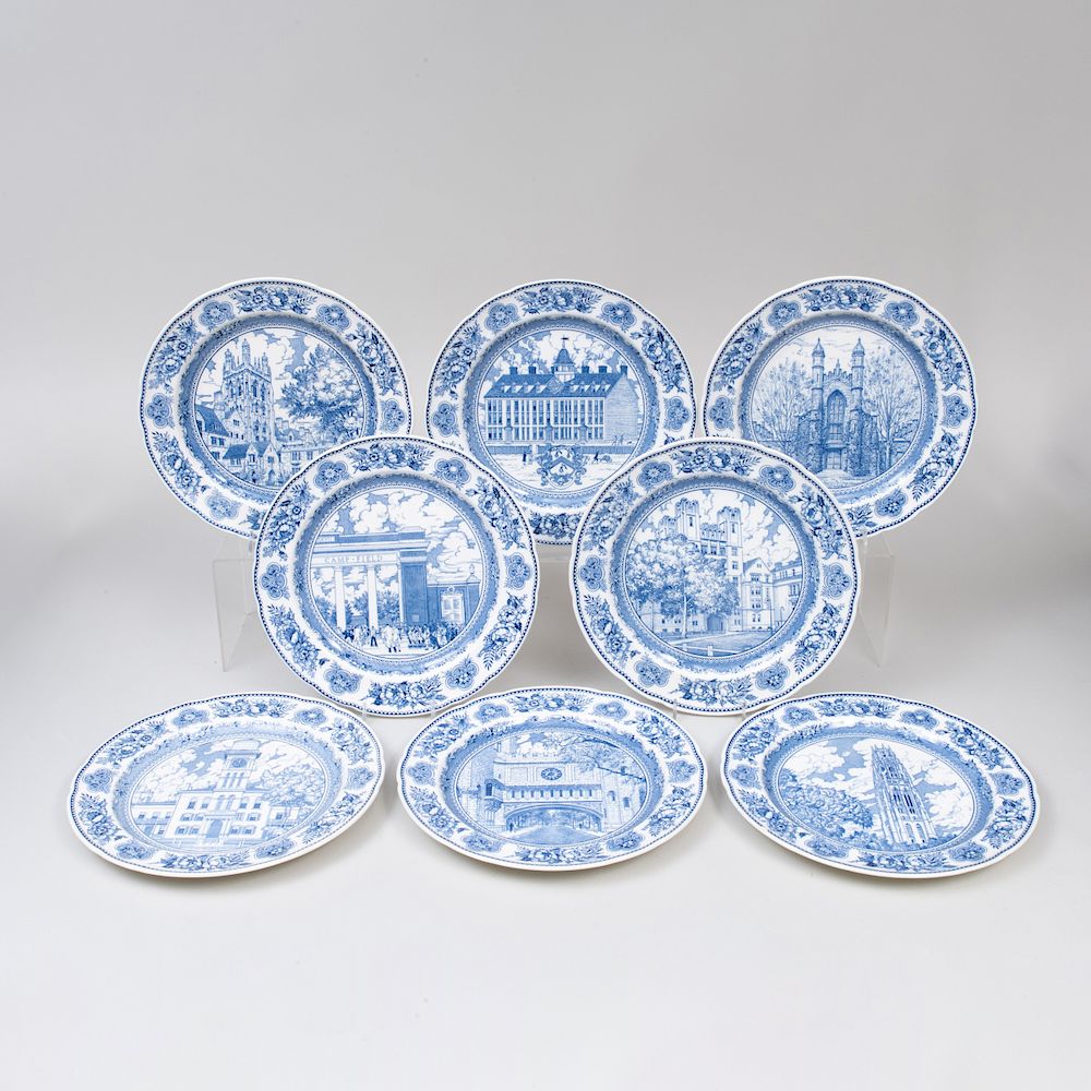 Appraisal: Set of Eight Wedgwood Porcelain Transfer Printed 'Yale' Plates Impressed