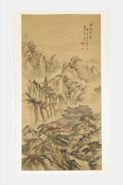 Appraisal: Chinese painted scroll Jing yun zhang zhang red seal mark