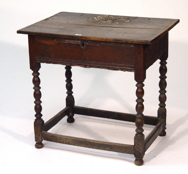 Appraisal: th Century oak bible table the top with hinged lid