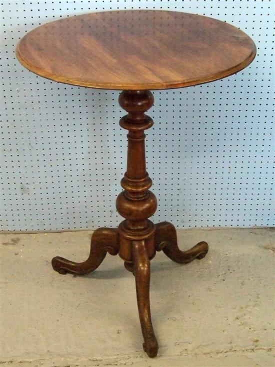 Appraisal: th century mahogany round tripod table diameter h in