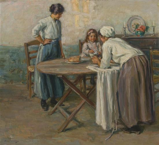 Appraisal: FRANK TOWNSEND HUTCHENS American - Women in an Interior oil