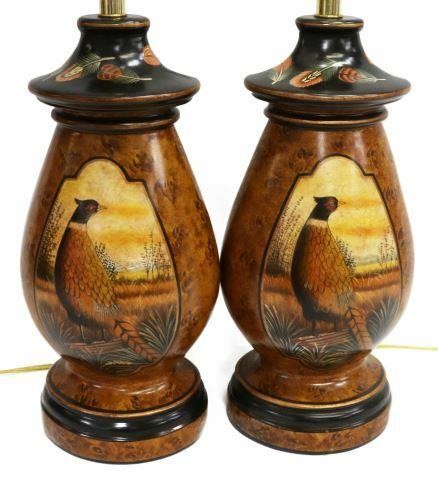 Appraisal: pair Decorative table lamps late th c urn-form base with