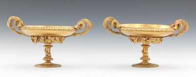 Appraisal: A Pair of French Ormolu Tazzas Delicately proportioned pair of