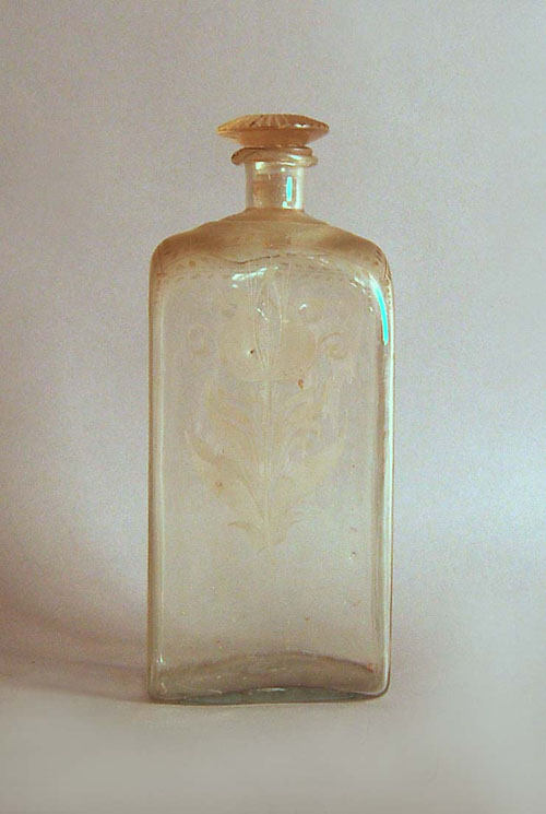 Appraisal: Etched glass decanter early th c h