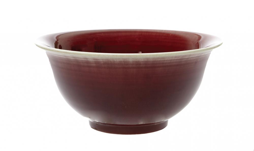 Appraisal: A LARGE CHINESE RED GLAZED BOWL WITH A FLARED MOUTH