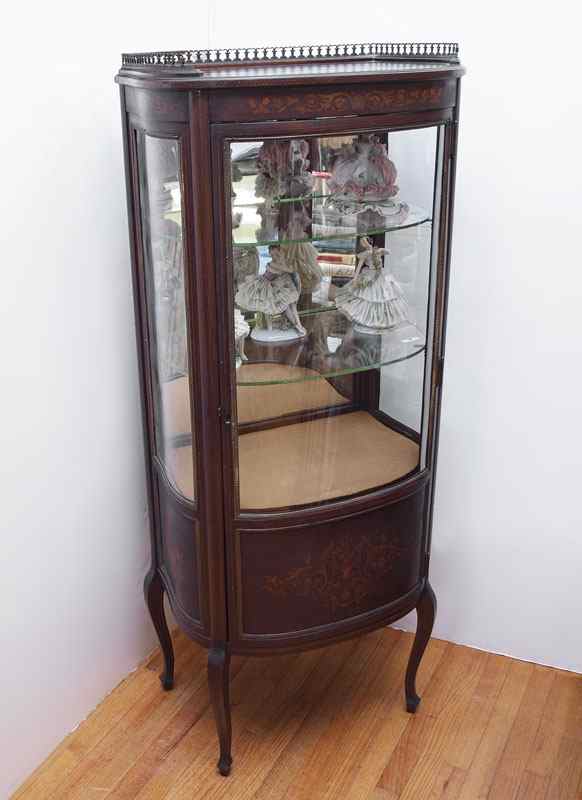 Appraisal: FRENCH VITRINE CURIO DISPLAY CABINET Single door with bowed glass