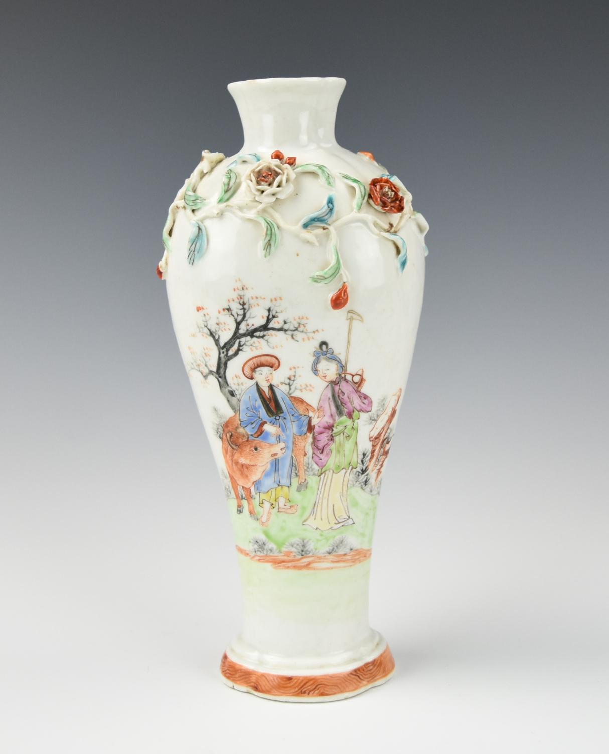 Appraisal: CHINESE FAMILLE ROSE VASE W FIGURES TH C A Chinese