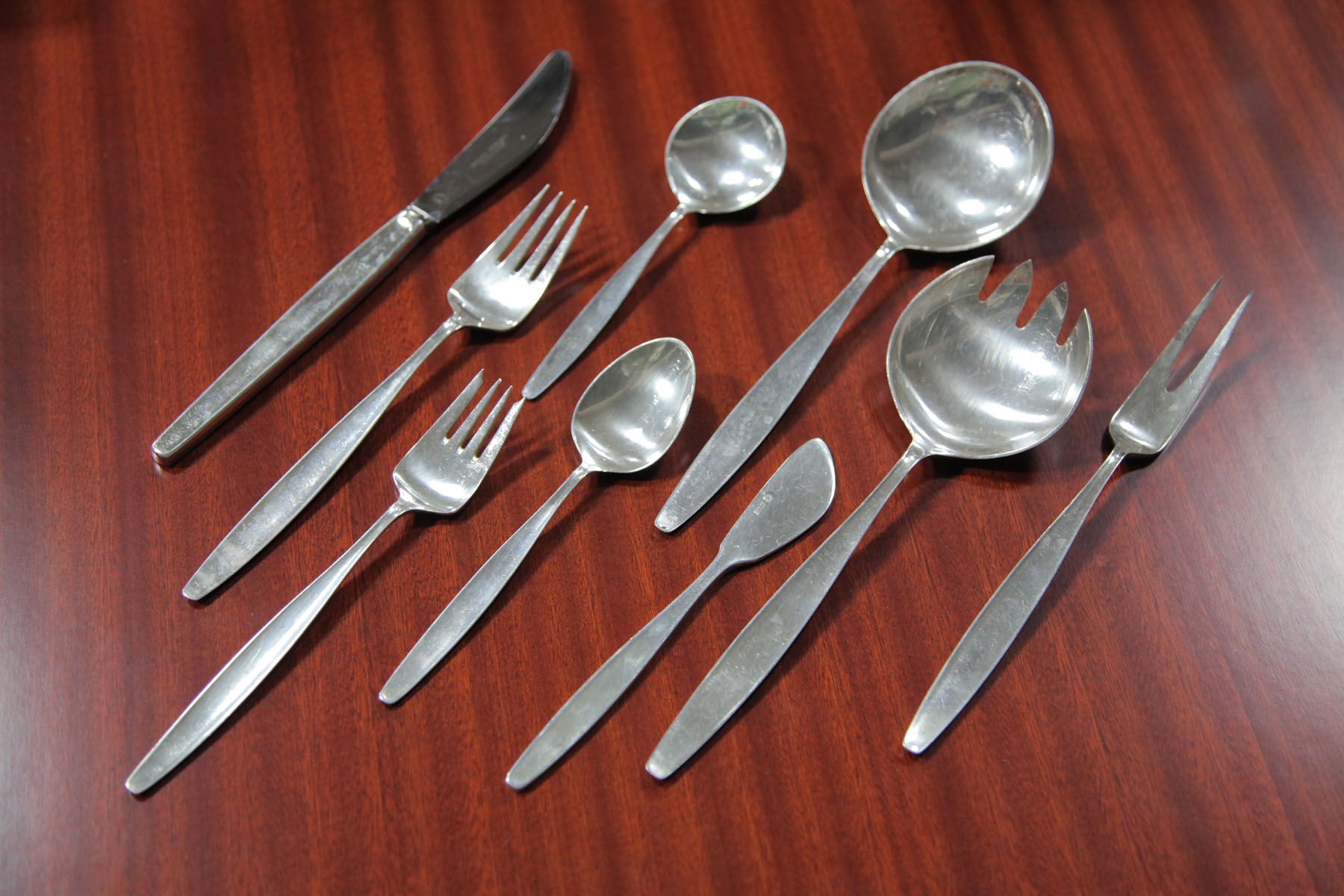 Appraisal: SET OF GEORG JENSEN STERLING SILVER FLATWARE Denmark mid th