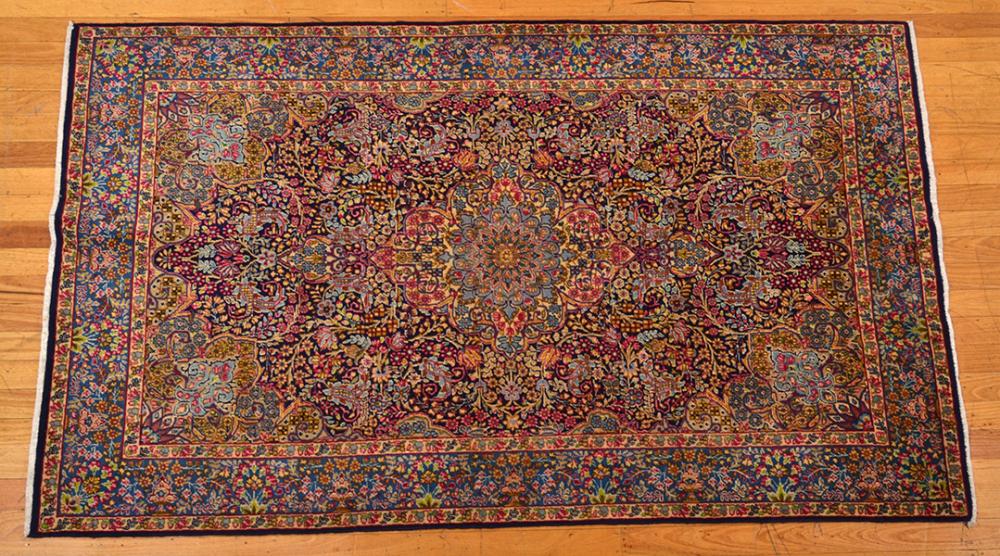 Appraisal: FINE KERMAN RAVAR Fine Kerman weave Rare design of bold