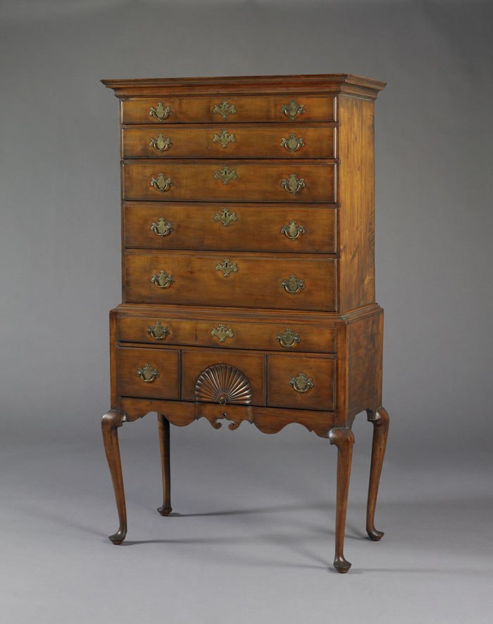 Appraisal: MASSACHUSETTS QUEEN ANNE MAPLE HIGHBOY In two parts the upper