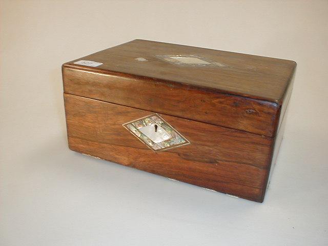 Appraisal: A Victorian rosewood work box with mother-of-pearl and abalon shell