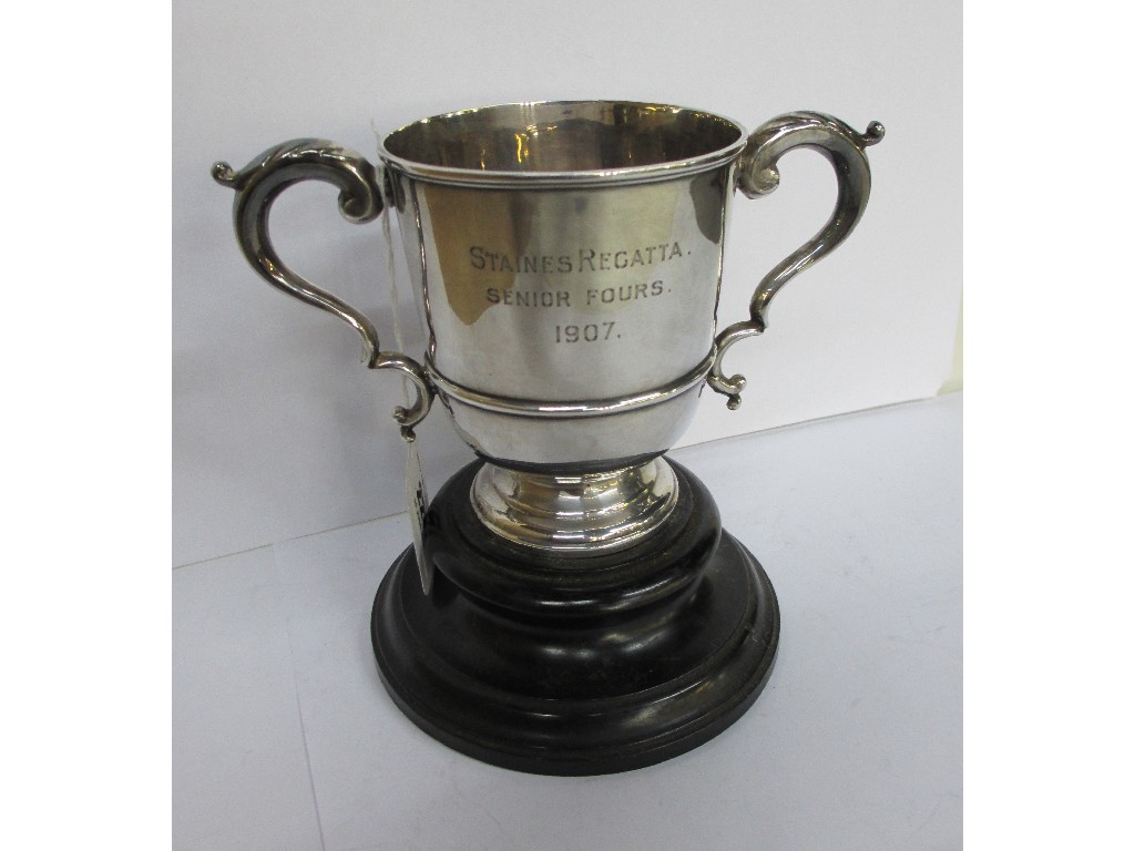 Appraisal: A silver trophy cup rowing Sheffield