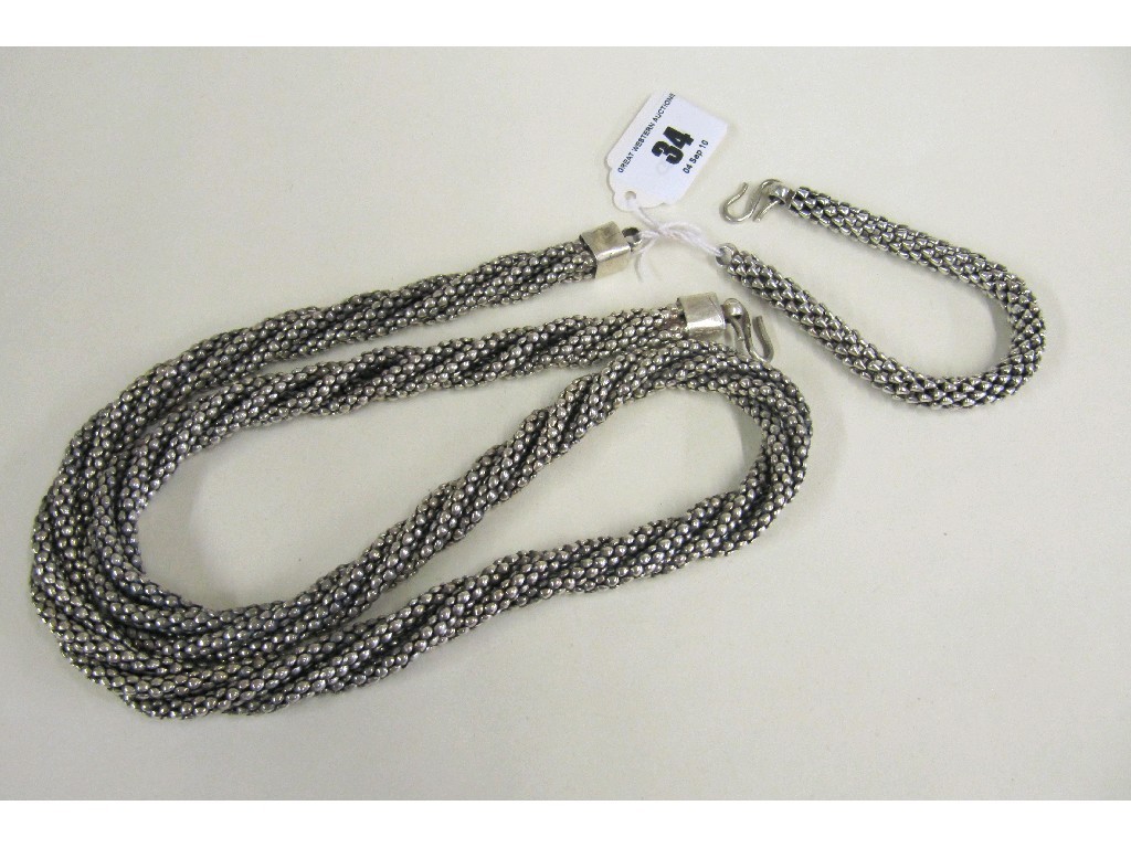 Appraisal: Heavy white metal rope twist design necklace approx in and