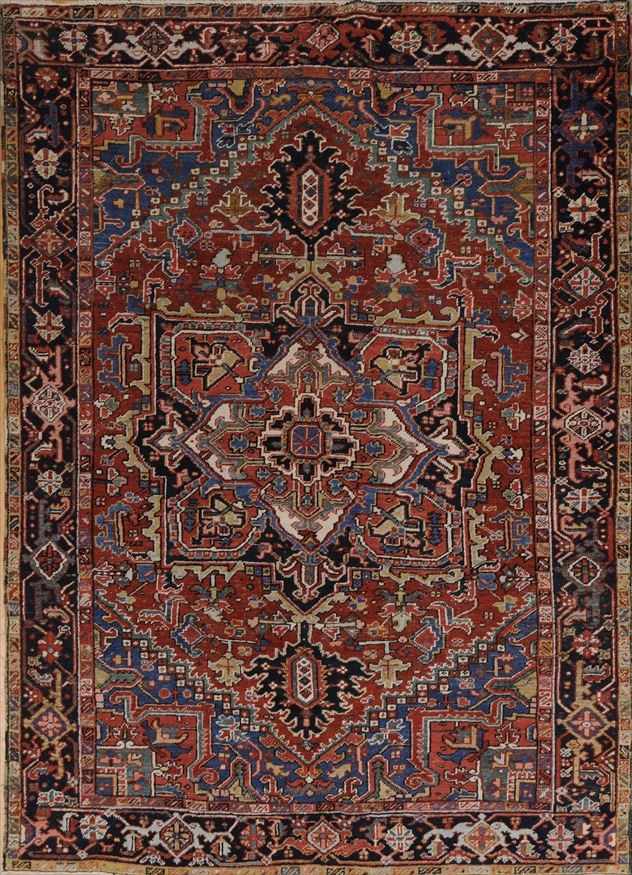 Appraisal: HERIZ BRICK-GROUND SMALL MEDALLION CARPET With ivory sky blue cobalt