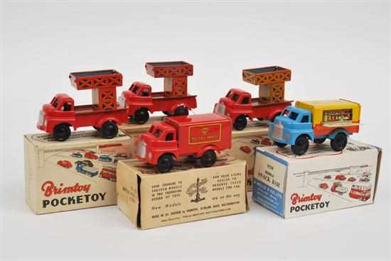 Appraisal: FIVE BRIMTOY MODELS INCLUDING X GYRO OVERHEAD REPAIR LORRY ROYAL