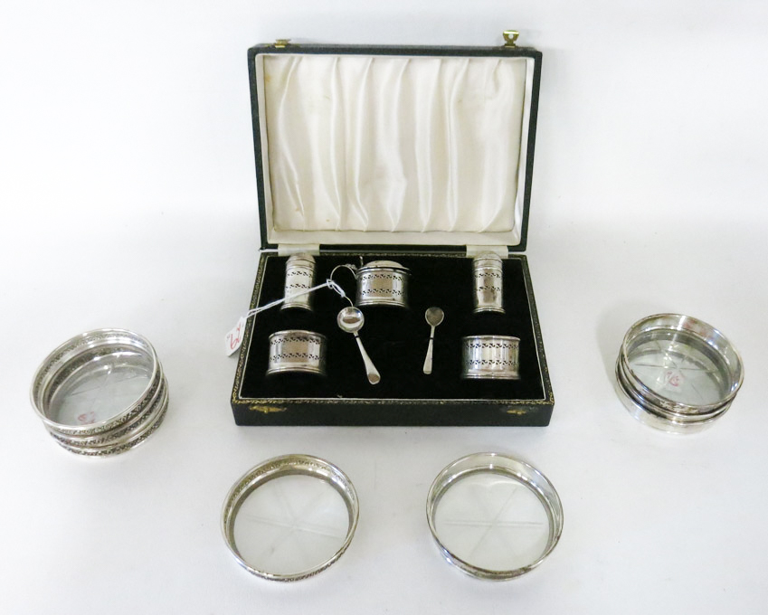 Appraisal: ASSORTED STERLING SILVER TABLEWARE fifteen pieces cased set of hallmarked