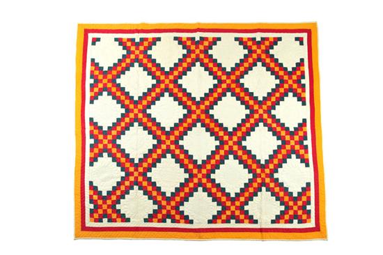 Appraisal: PIECED QUILT American late th century cotton Triple Irish Chain