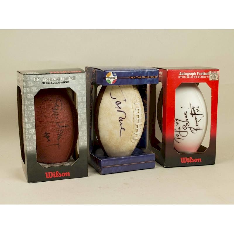 Appraisal: Jerry Rice Steve Young Ronnie Lott Signed Footballs Lot of