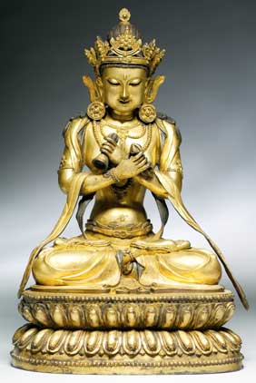 Appraisal: LARGE MING-STYLE GILT BRONZE GUANYIN Large Chinese Ming-style gilt bronze