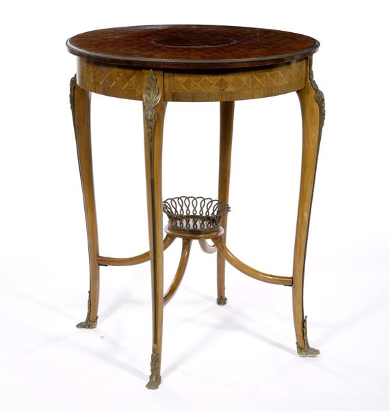 Appraisal: ROUND SALON TABLE Transition style late th c Palisander with